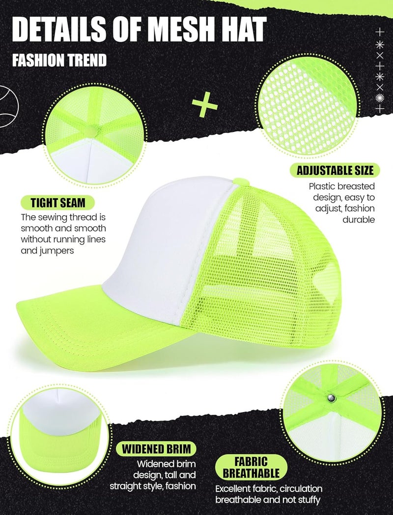 Tarpop 10 Pcs Sublimation Blank Trucker Hats Bulk Mesh Baseball Cap Polyester Mesh Trucker Hat for Men and Women - Image 3